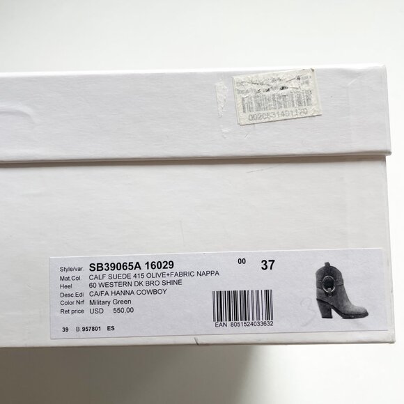 See By Chloe Hana Suede Bootie Military Green Brown Size EU 37 US 7 NEW IN BOX - Picture 11 of 13